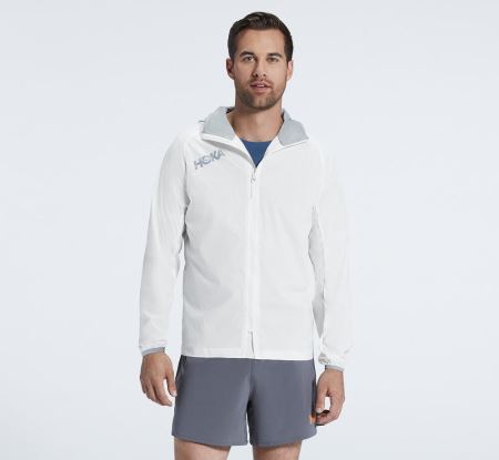 Hoka One One Full-Zip Wind Jacket - Jachete Barbati Albi | RO-cBawOrV